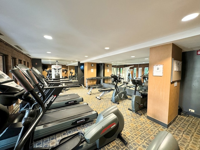 gym featuring carpet flooring