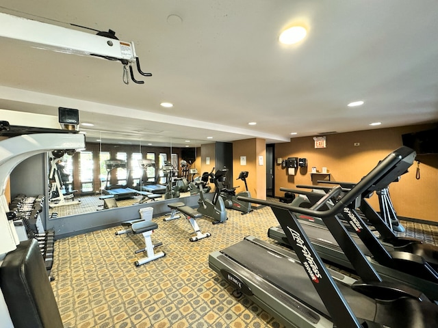 workout area with carpet