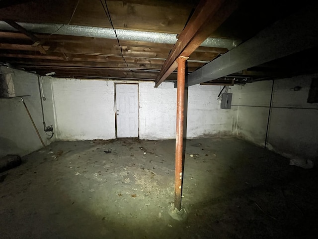 basement with electric panel