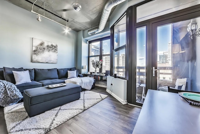 living room featuring hardwood / wood-style floors