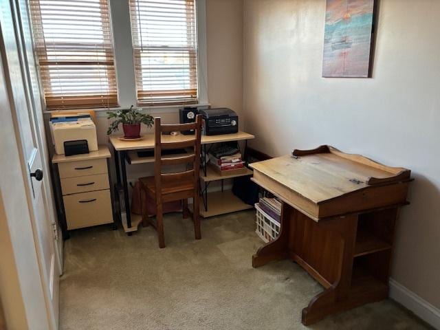 view of carpeted office space