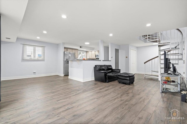 living room featuring hardwood / wood-style flooring