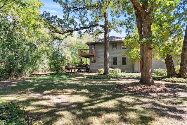 view of yard featuring a deck