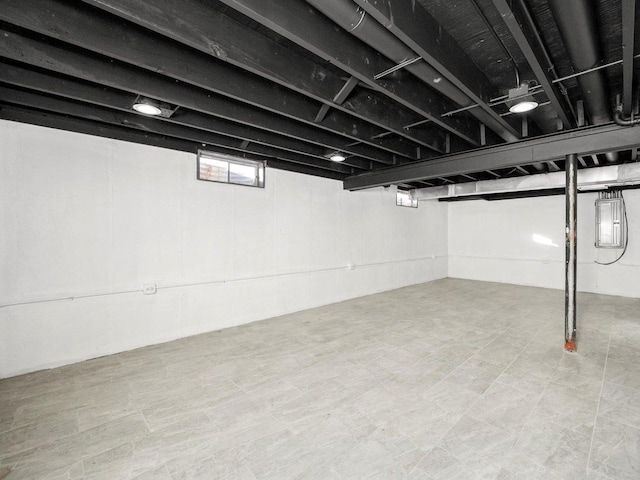 basement with electric panel