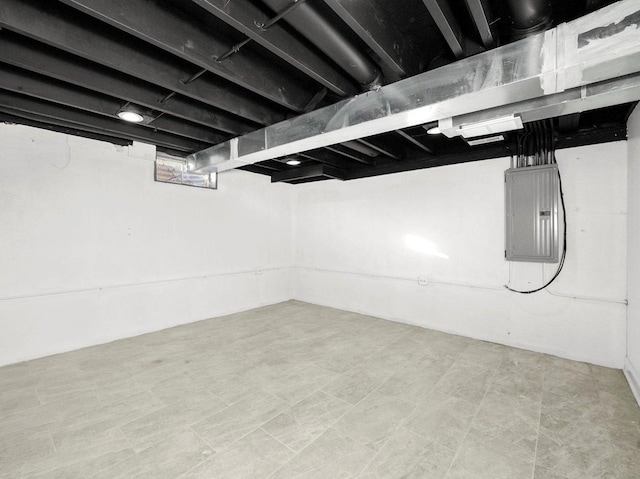 basement with electric panel