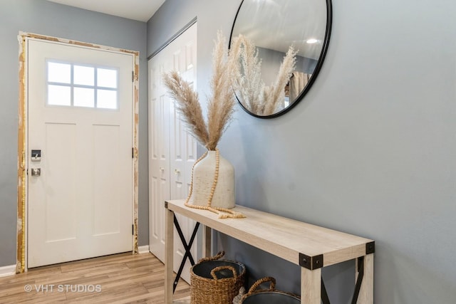 entrance foyer with light wood-type flooring