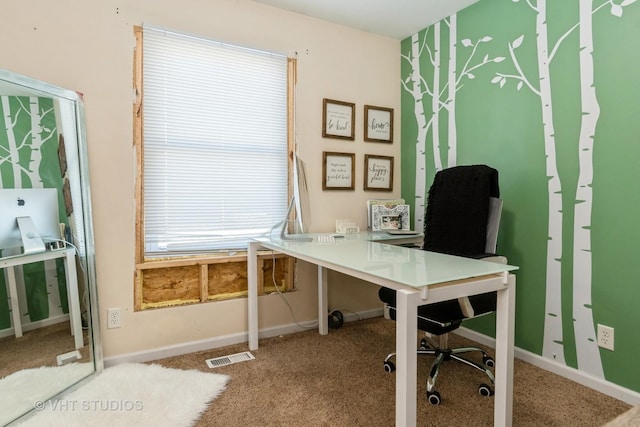 view of carpeted office space