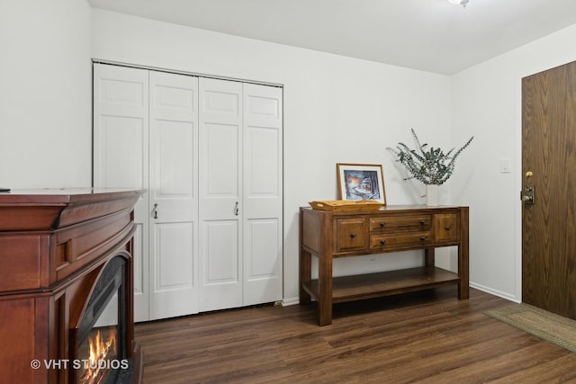 interior space featuring dark wood-type flooring