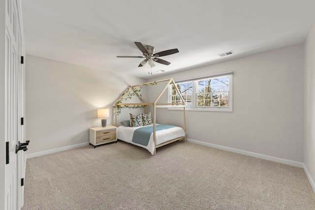 unfurnished bedroom featuring carpet floors and ceiling fan