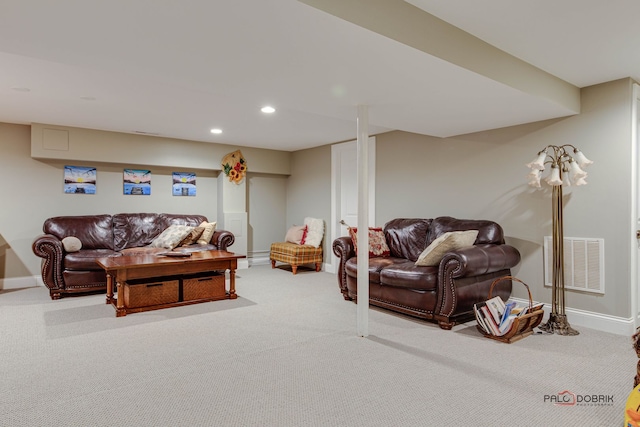 living room with carpet flooring