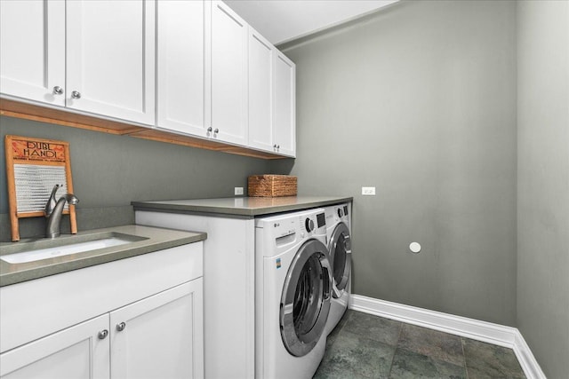 1210 Blackthorn Ln, Deerfield, IL 60015 - washroom with washer and clothes dryer, cabinet space, and baseboards