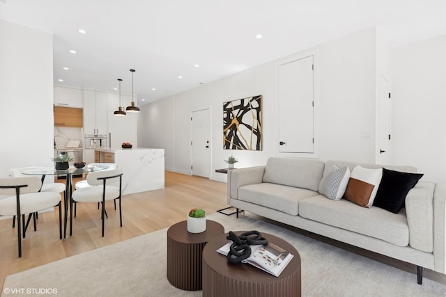 living room featuring light wood-type flooring