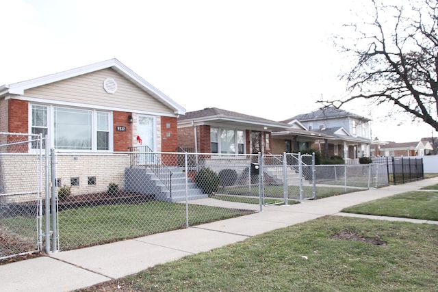 bungalow with a front yard