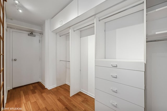 spacious closet with light wood-type flooring