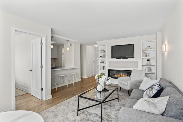 living room with light hardwood / wood-style floors