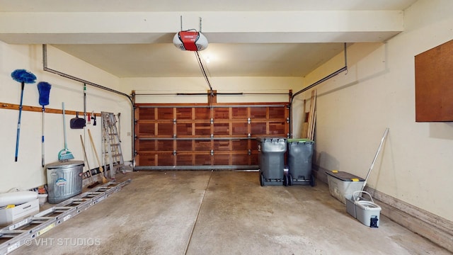 garage with a garage door opener