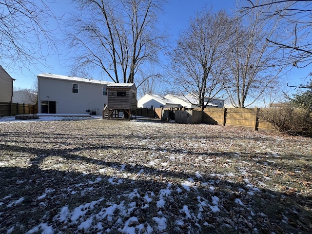 view of snow covered property