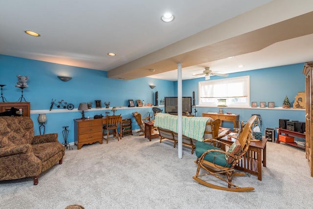 view of carpeted dining room