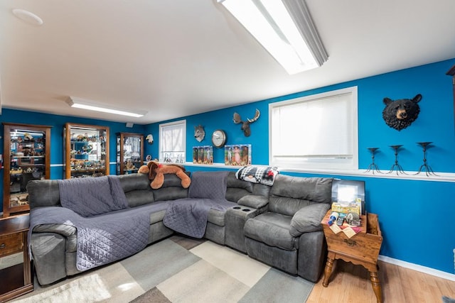 living room with light wood-type flooring