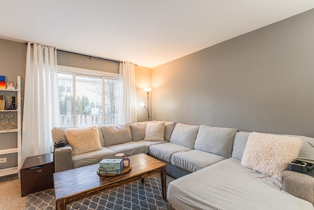 living room featuring carpet