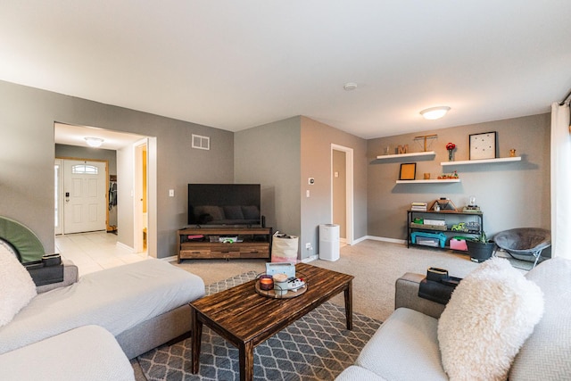 living room featuring carpet flooring