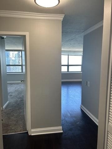 hallway with ornamental molding