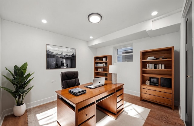 home office featuring wood-type flooring