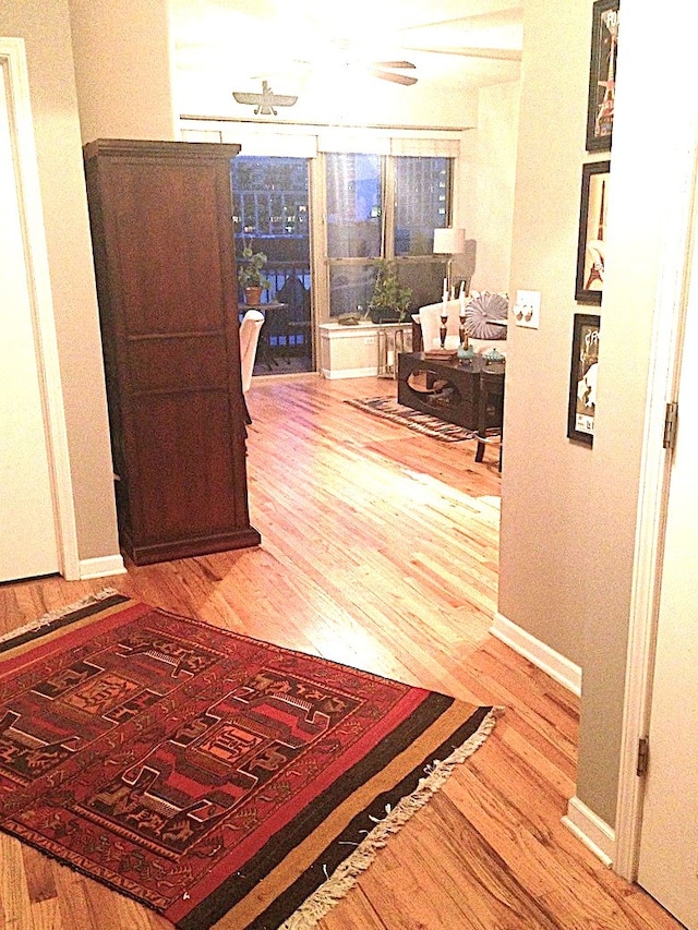 hall with hardwood / wood-style flooring