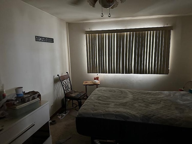 bedroom featuring carpet floors and ceiling fan