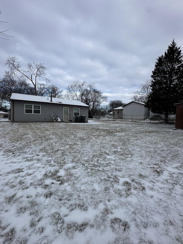 view of yard covered in snow