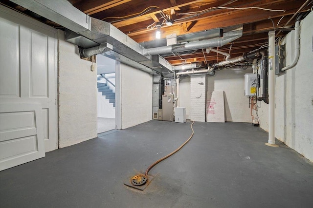 basement with water heater