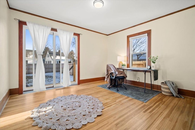 office area with hardwood / wood-style flooring