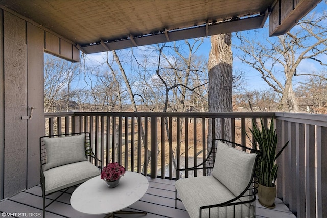 wooden balcony with a wooden deck