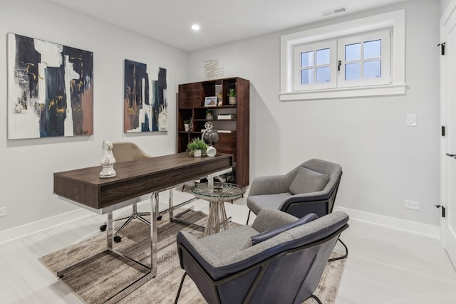 office area featuring light wood-type flooring