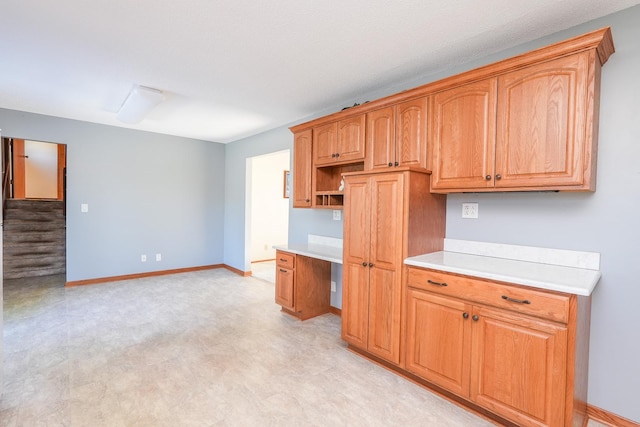 kitchen featuring built in desk