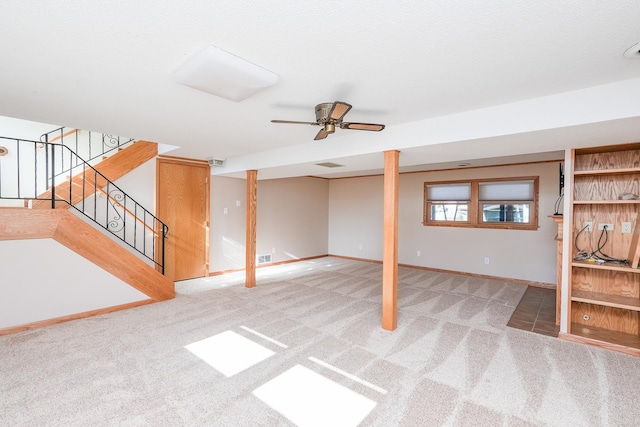 basement with carpet flooring