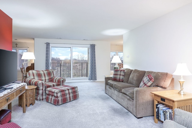 living room featuring carpet flooring