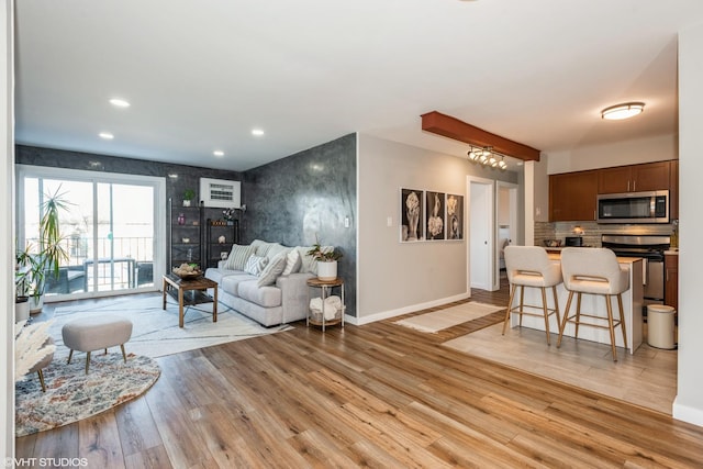 living room featuring light hardwood / wood-style flooring