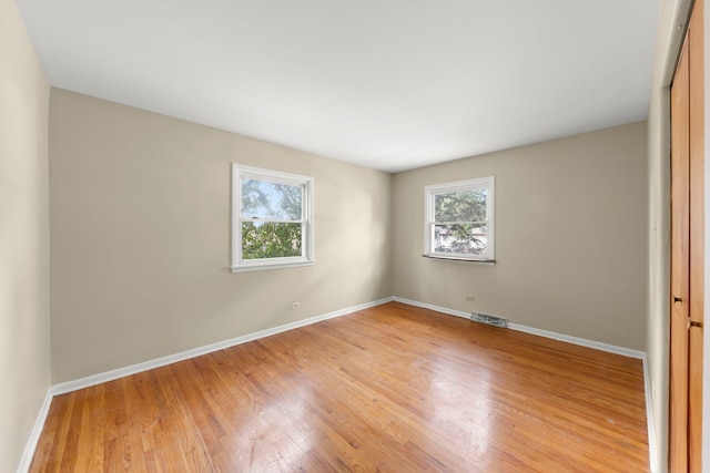 spare room with plenty of natural light and light wood-type flooring