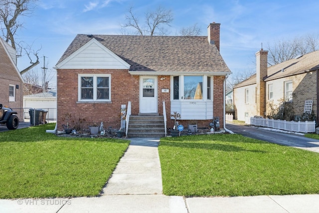 bungalow with a front lawn