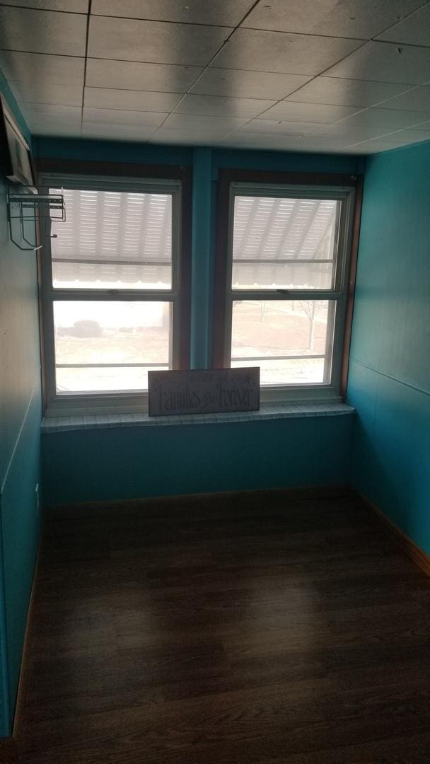 unfurnished room with wood finished floors