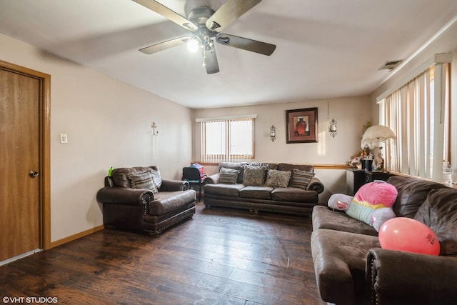 living room featuring dark hardwood / wood-style flooring