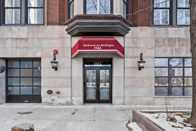 view of exterior entry with french doors