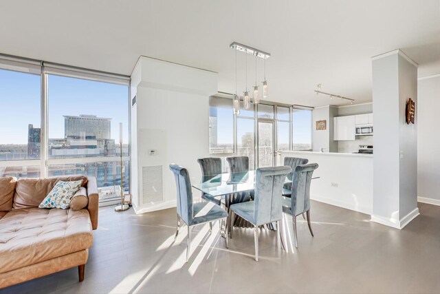 sunroom with a water view