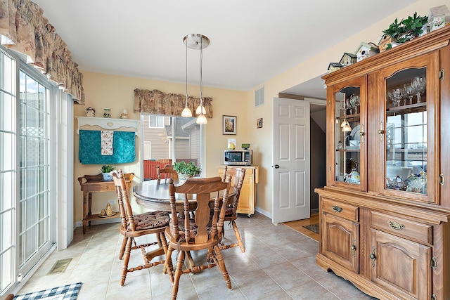 view of tiled dining space