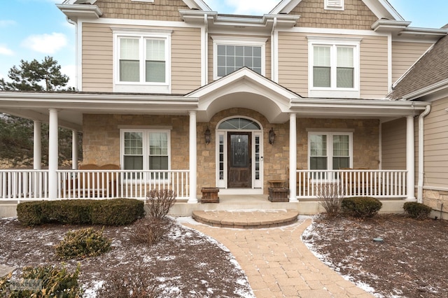 view of front of property with a porch