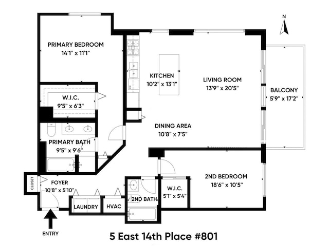 5 E 14th Pl Unit 801, Chicago, IL 60605 - room layout