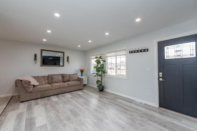 living room featuring light hardwood / wood-style flooring