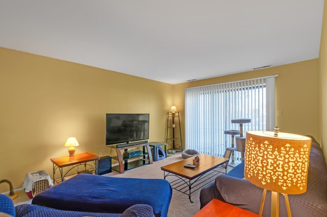 living room featuring carpet flooring