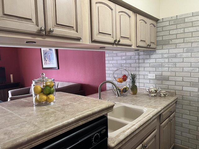 kitchen with sink and tile counters